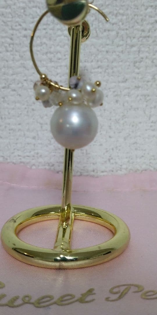 【※希少大粒パール】セミバロックパール15㎜ 全長3.8㎝ 12石フープ2.3㎝