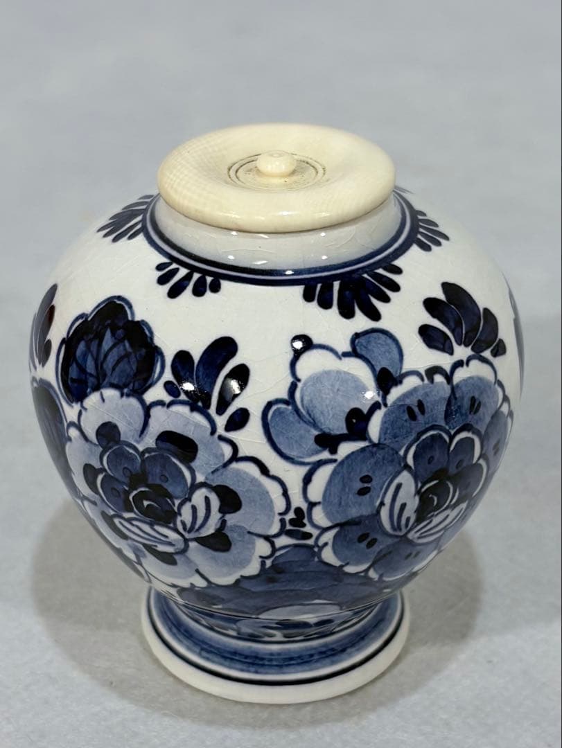 オランダ　デルフト焼　染付写　茶入　美品　茶道具　送料込