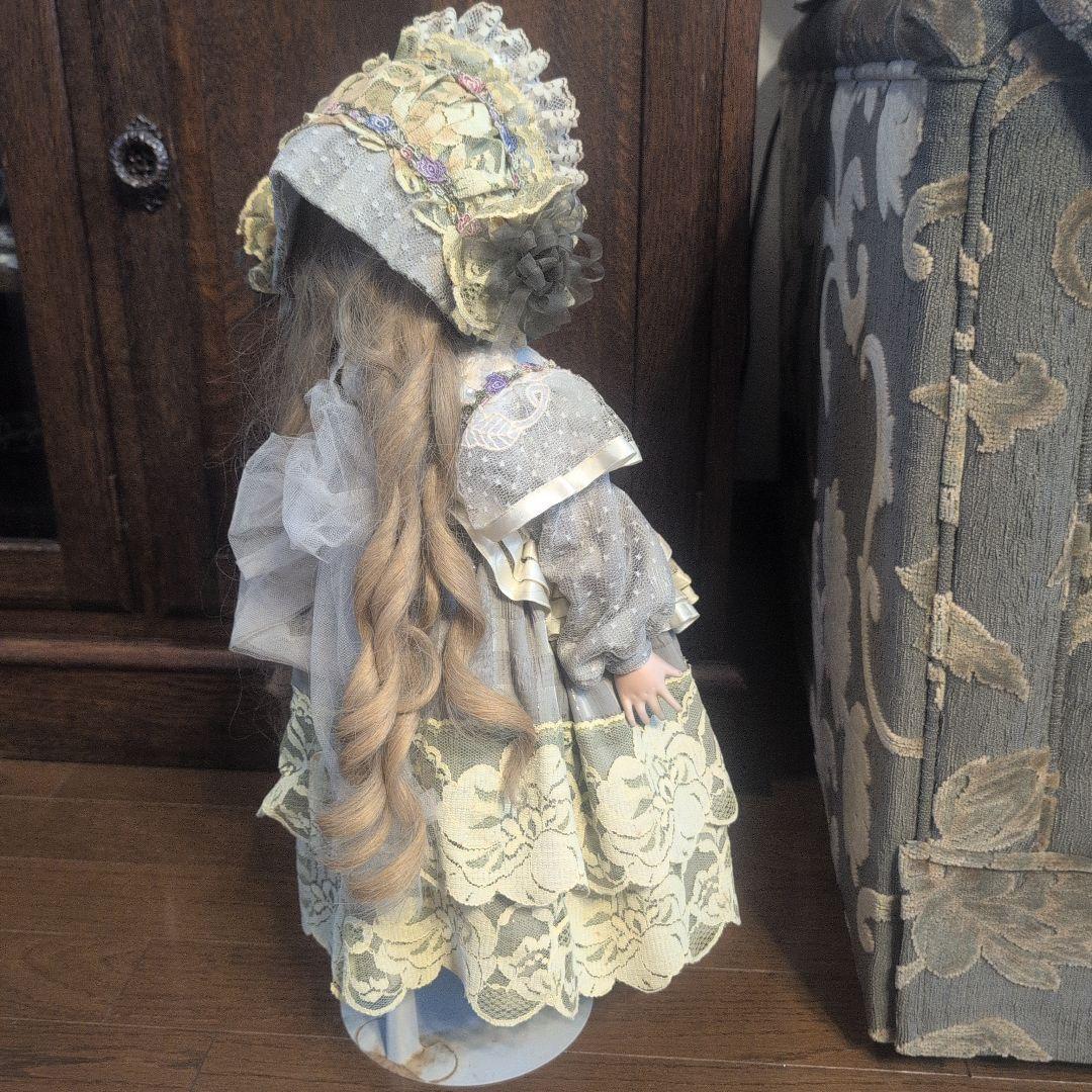 IMSCO イムスコ ビスクドール 55cm アンティーク調 スタンド付　人毛