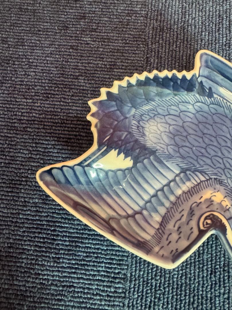 1810 希少　源右衛門　変形皿　鶴文