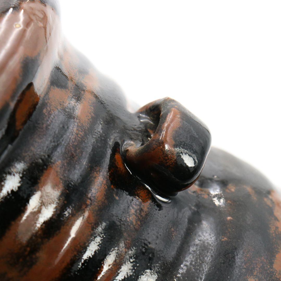 北大路魯山人作 黒織部木槌水指 黒田陶々庵識箱 共箱 茶道具　SO232　NT9