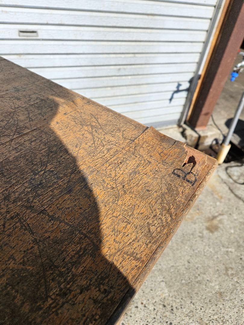 日本のアンティーク 古い片袖机 木製 作業台 アトリエ デスク テーブル