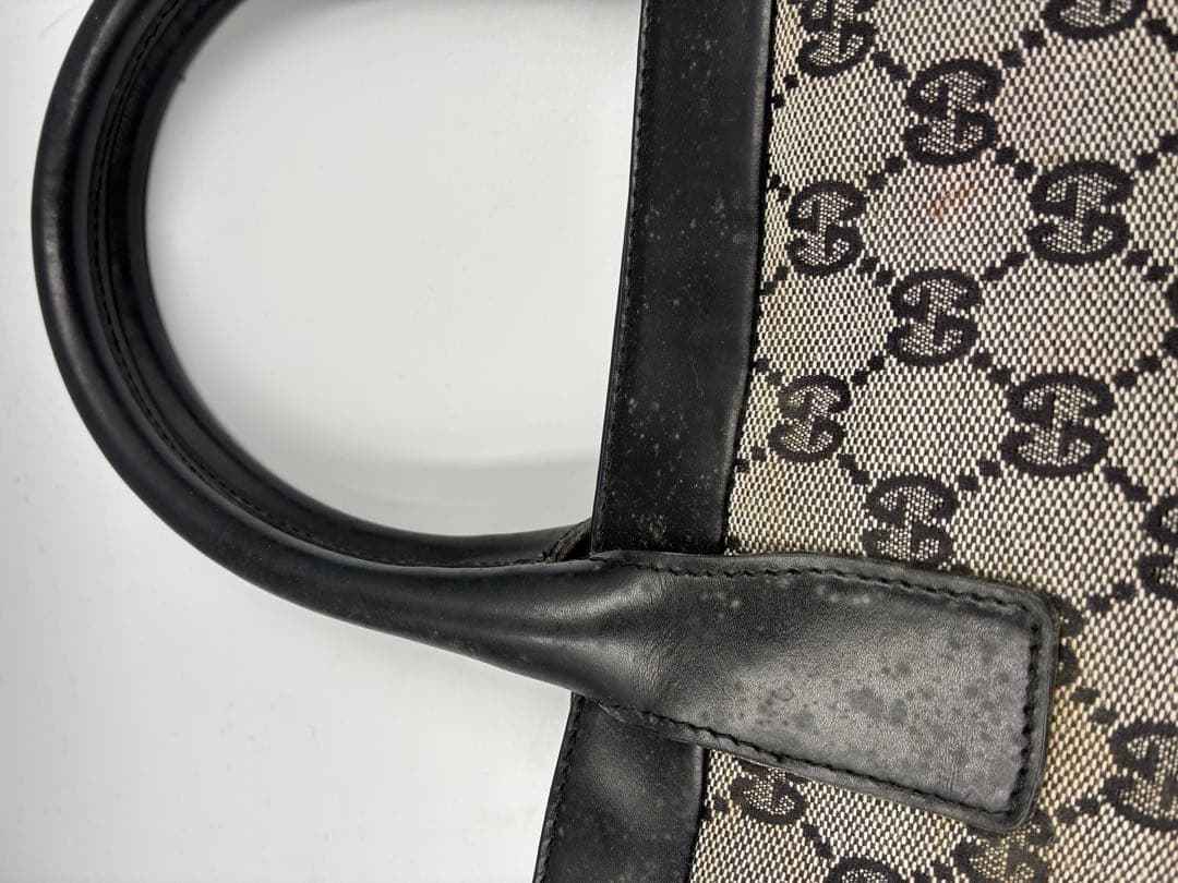 GGキャンバス×レザー　ハンドバッグA4収納可