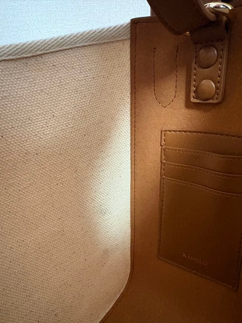 XNIHILO ハンドバッグ ショルダーバッグ コットンキャンバス ナッパレザー