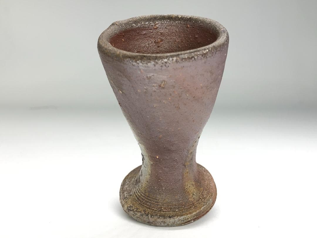 【 和仁正興（栄光）作 馬上杯 】　備前　共箱付　未使用　松坂屋共シール