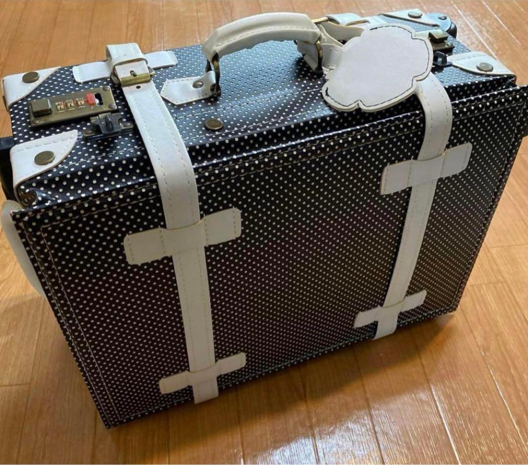 ゴスロリータメイドキャリーバッグ黒白ドットキャリーケース旅行バッグS機内持ち込み