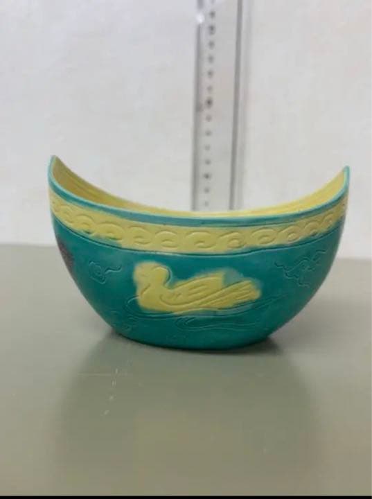 中国清康熙年製素三彩船　骨董アンティーク古美術品　唐物　江戸　青磁コレクション