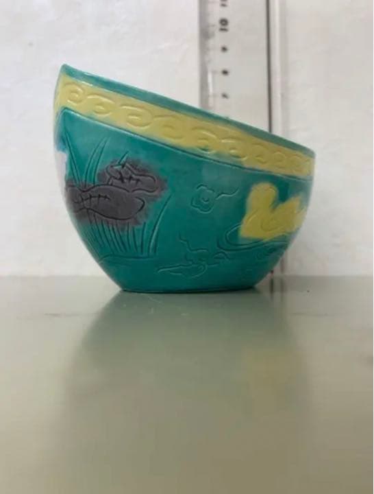 中国清康熙年製素三彩船　骨董アンティーク古美術品　唐物　江戸　青磁コレクション