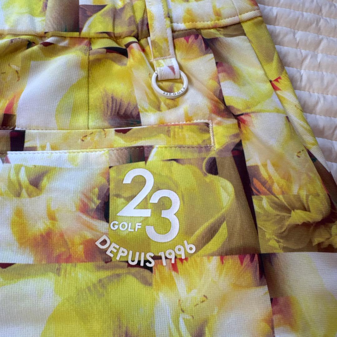 【超美品】 23区ゴルフ ロゴポロシャツ イエロースカート ゴルフウェア