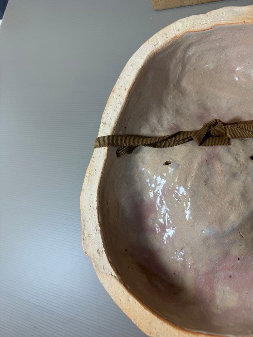 2333 萩焼　長州萩　東光寺窯　二代 中野霓林作　お面  お多福　置物　未使用