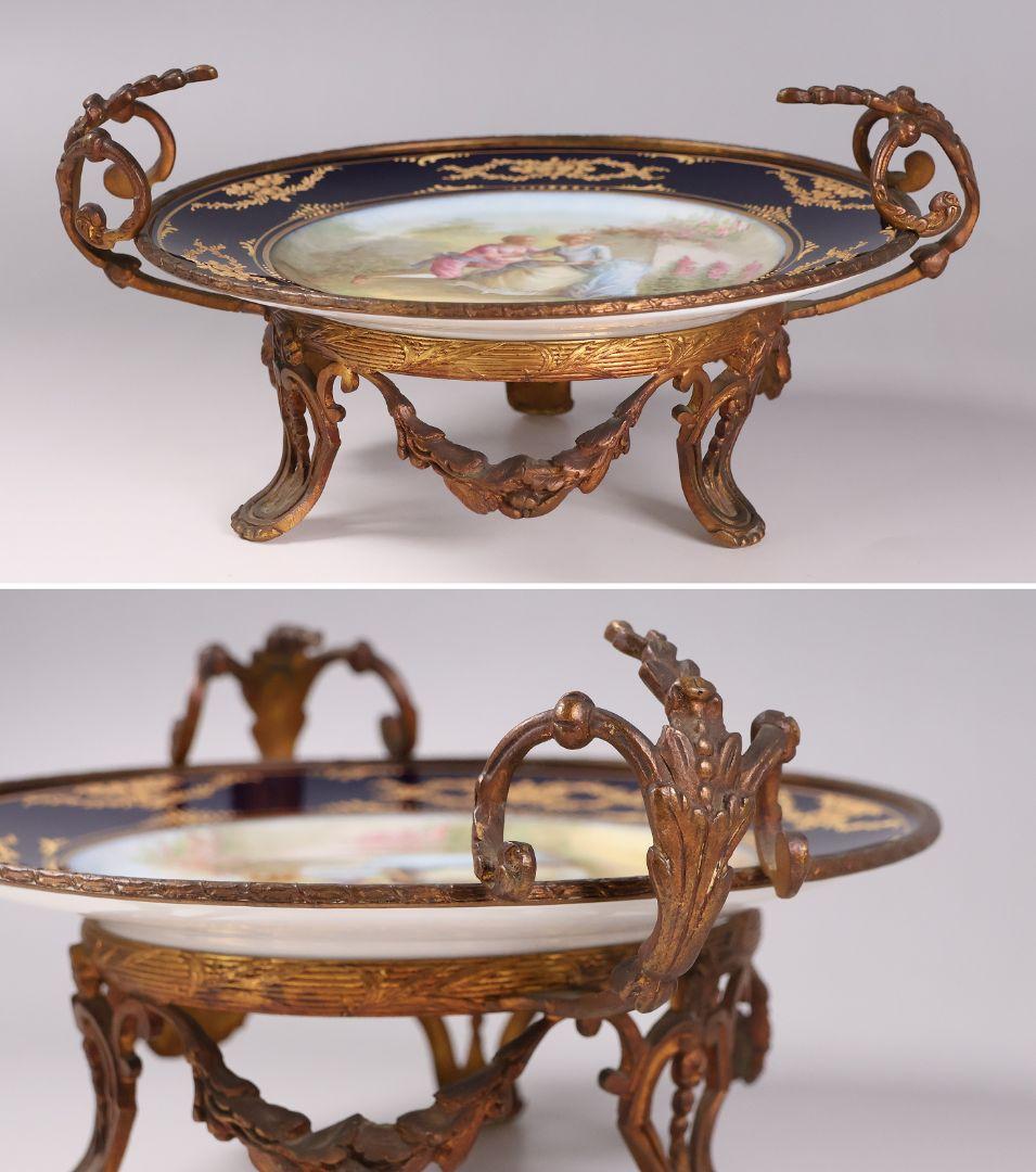 【CM325】セーブル フランス リモージュ コンポティエ 絵皿 人物 陶磁器