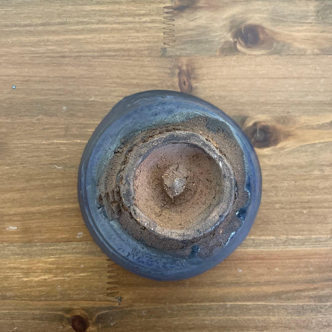 陶器　長春天山　窯変瑠璃茶碗　銘海の原　木箱入り