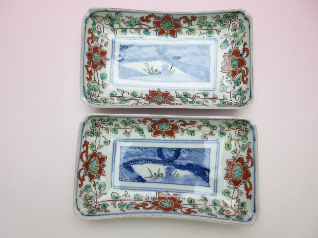 アンティーク 染錦 花紋 長皿 8客 MO70720