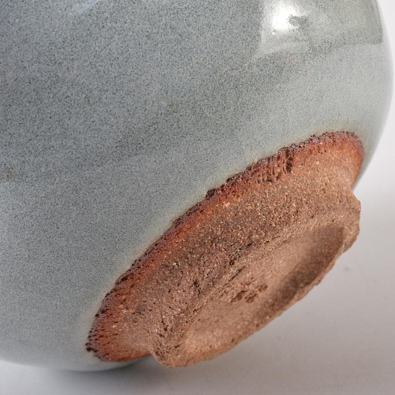 茶道具　木村盛伸作　灰釉立鶴　茶碗　共布共箱　C　R8708