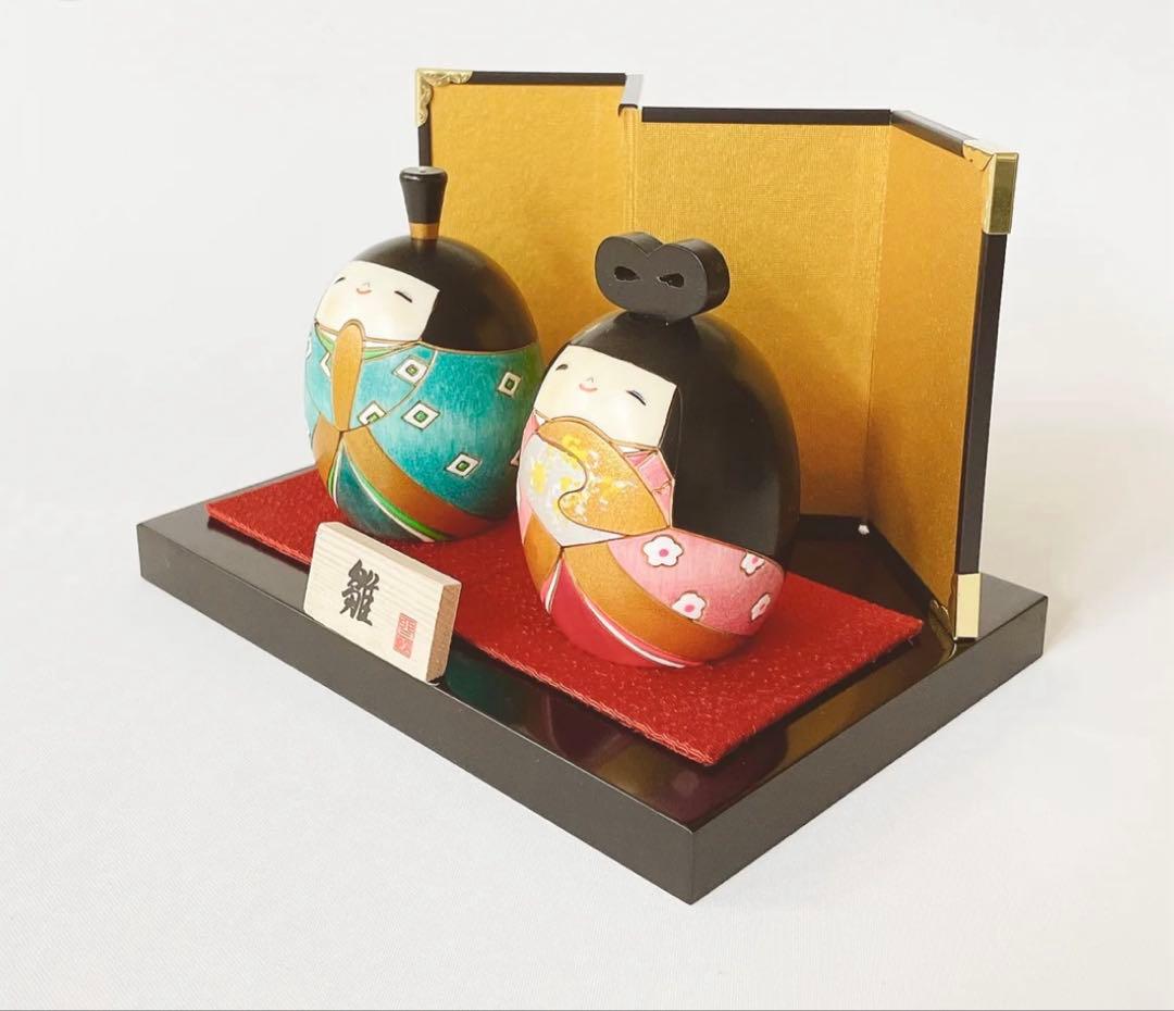 卯三郎こけし ひな祭り お雛さま こけし 春の花雛 日本製 新品 箱付き