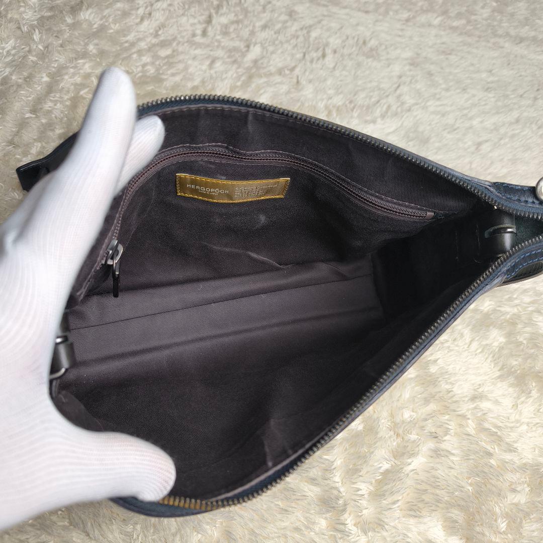 ​エルゴポック ショルダーバッグ ワキシングレザー 紺 本革 日本製 エイジング