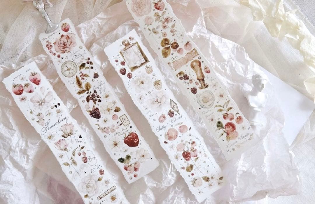 雀斑茶《玫瑰与浆果》海外マスキングテープ　マステ 【1637】