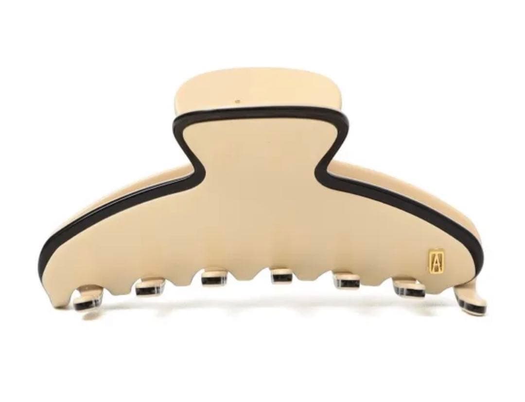 アレクサンドル ドゥ パリ クリーム×ブラック 大きめ ヘアクリップ