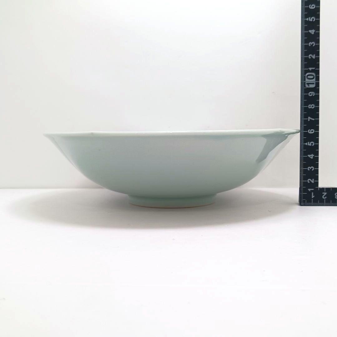 Y3886-4 宮永東山造 青磁 波涛文 鉢 共箱