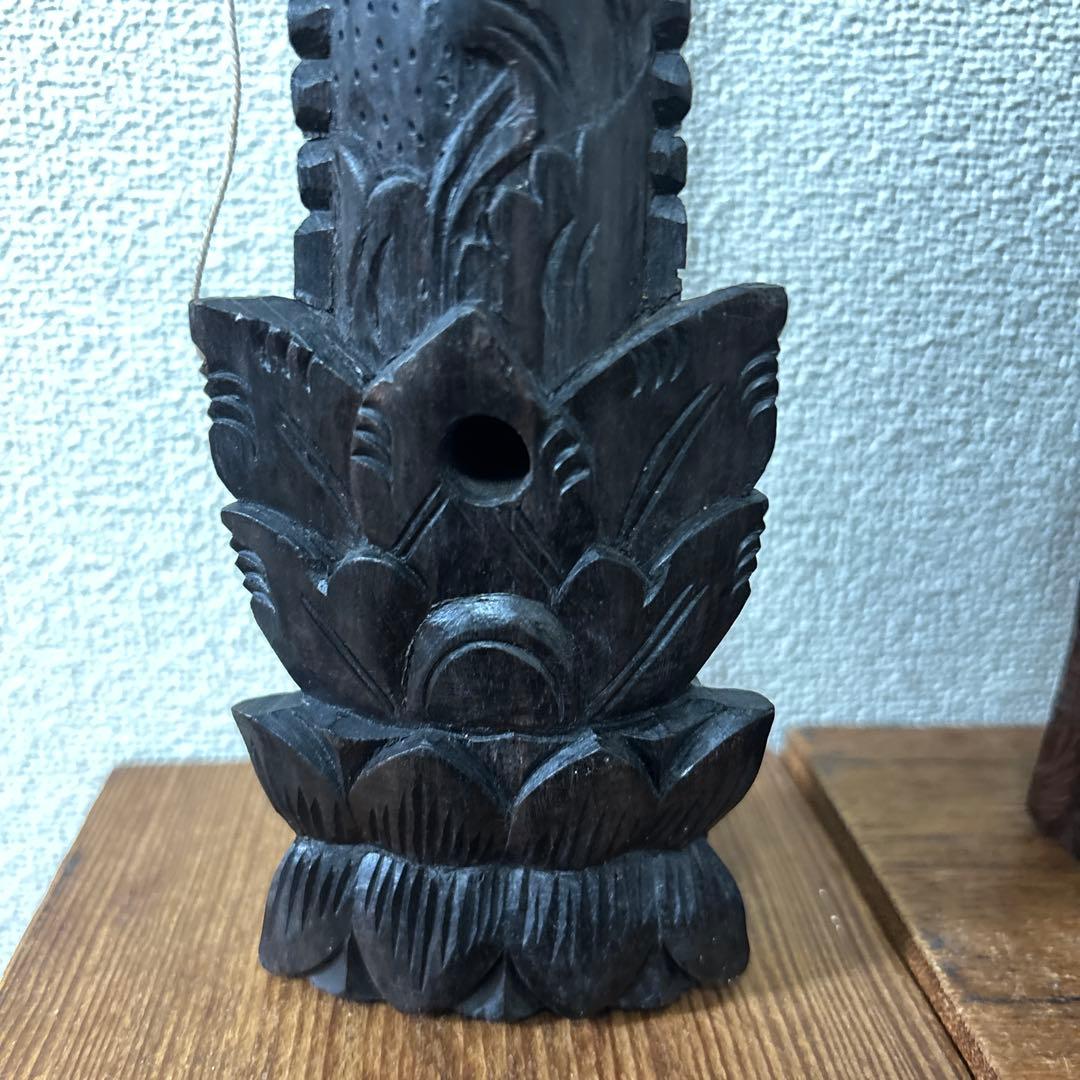 装飾笛 スリン & ナーガ 木彫り置物 2点セット 民族アート
