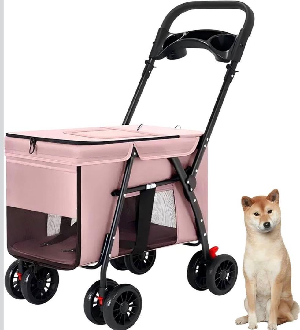 ペット用カート 小型犬 多頭・中型犬向け ピンクカラー