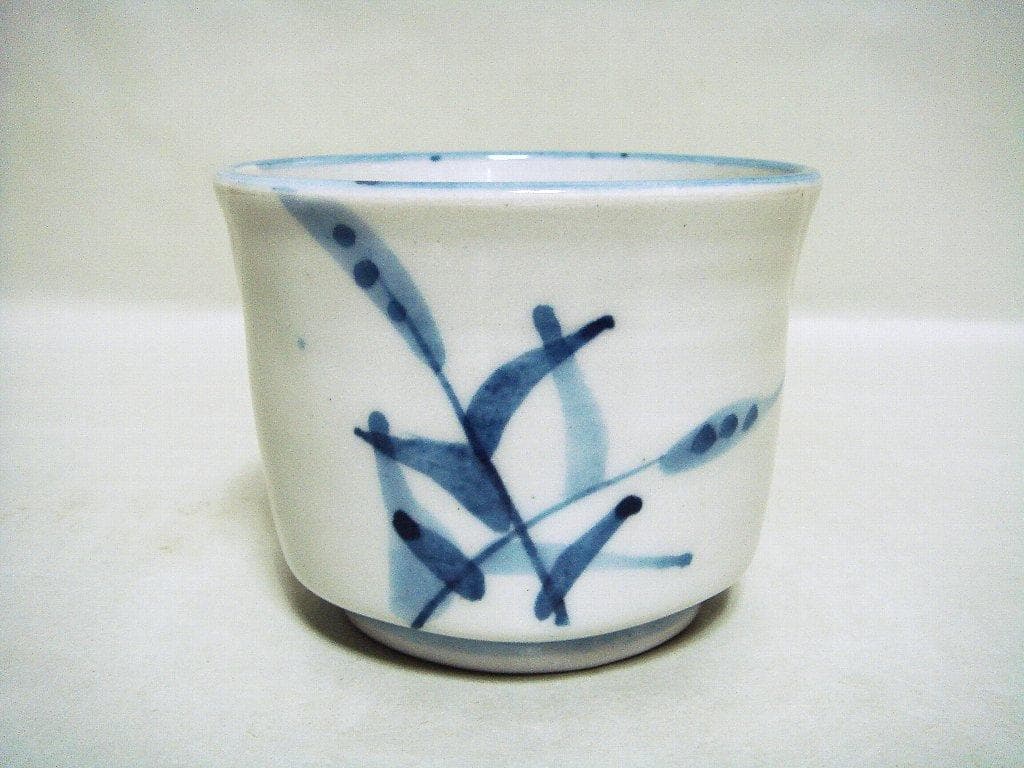 928『染付 草文 蕎麦猪口』　/骨董品 古美術 アンティーク 古玩