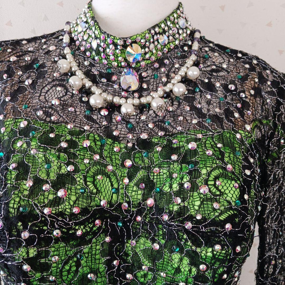 社交ダンス ドレス ネオンイエロー 黒