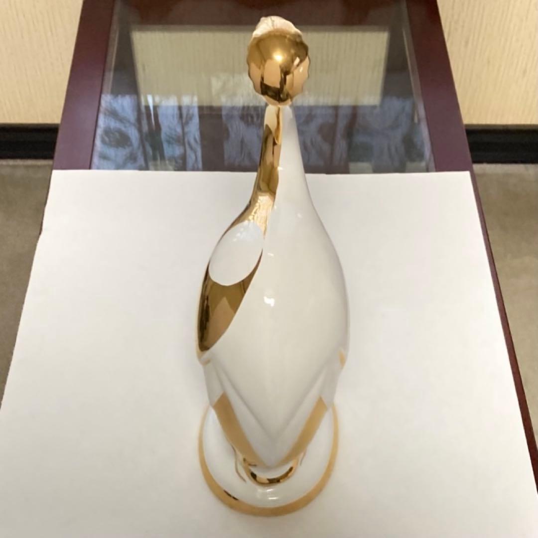 AHURA⁇ 鳥 置物 オブジェ ゴールド 金彩 白磁 陶磁器 レトロ