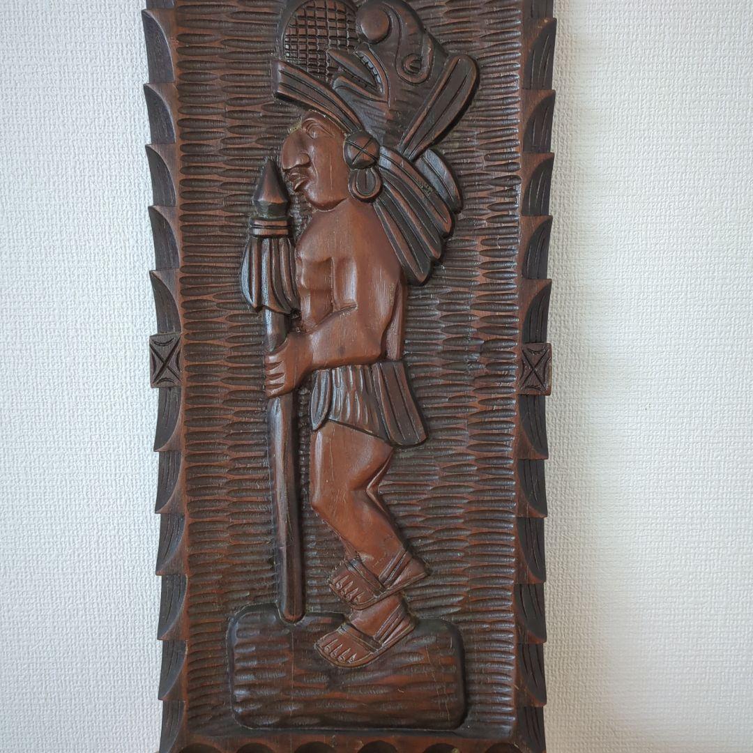 Honduras/ホンデュラス木彫りレリーフ置物 壁掛け　ヴィンテージ置物
