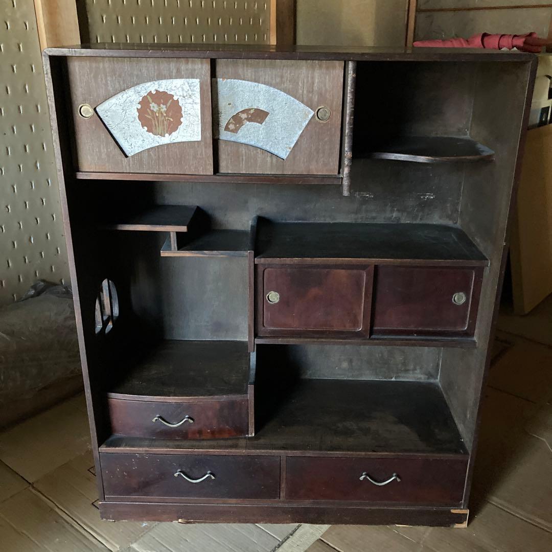 茶箪笥(違い棚付)　昭和初期アンティーク、ビンテージ