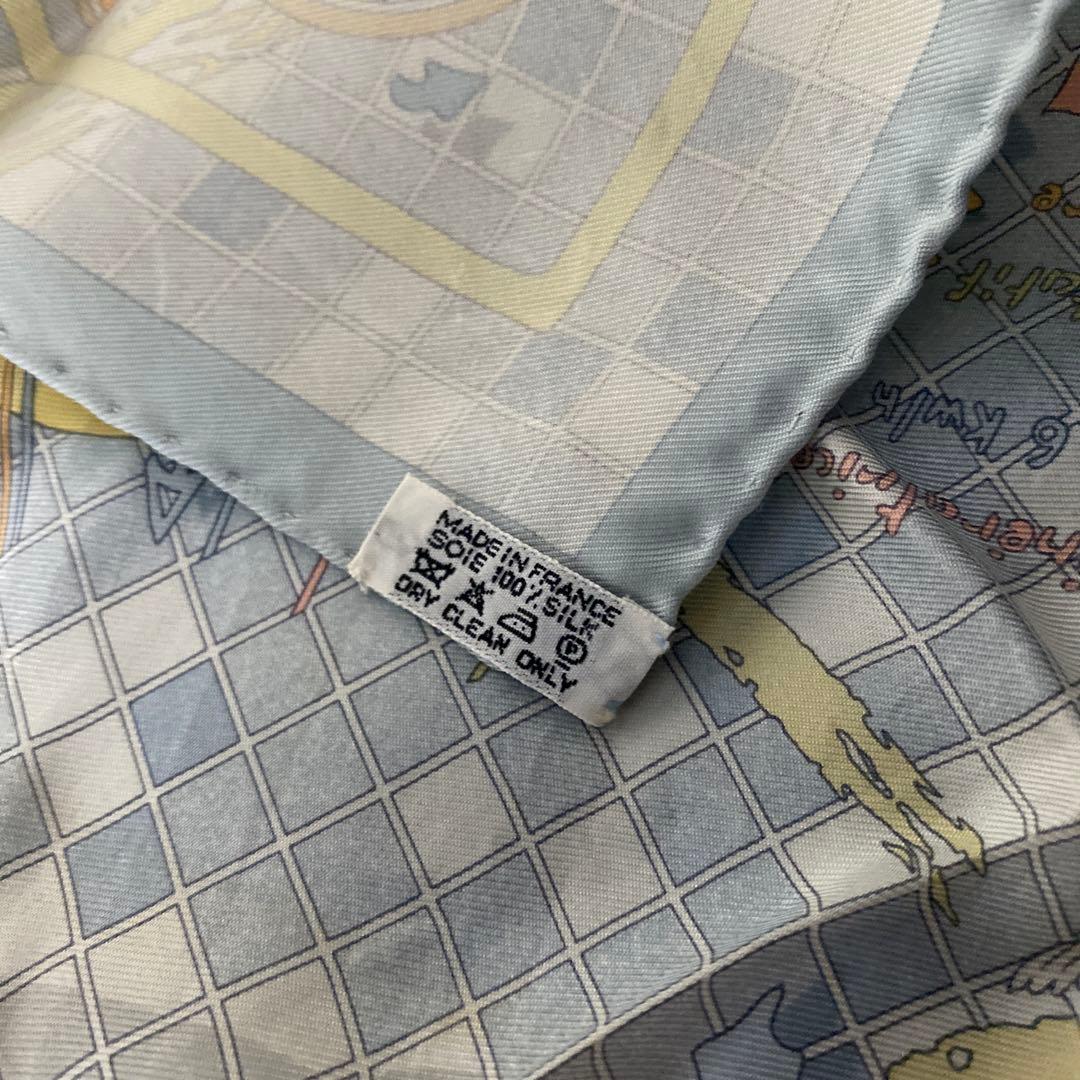 エルメス シルクハンカチ 青色