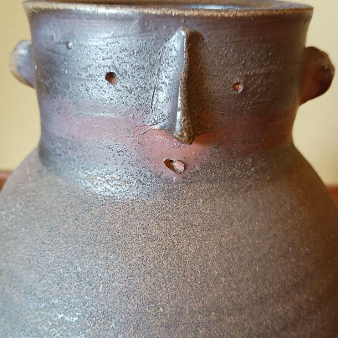 希少　藤原雄　備前　人面壺　　胡麻