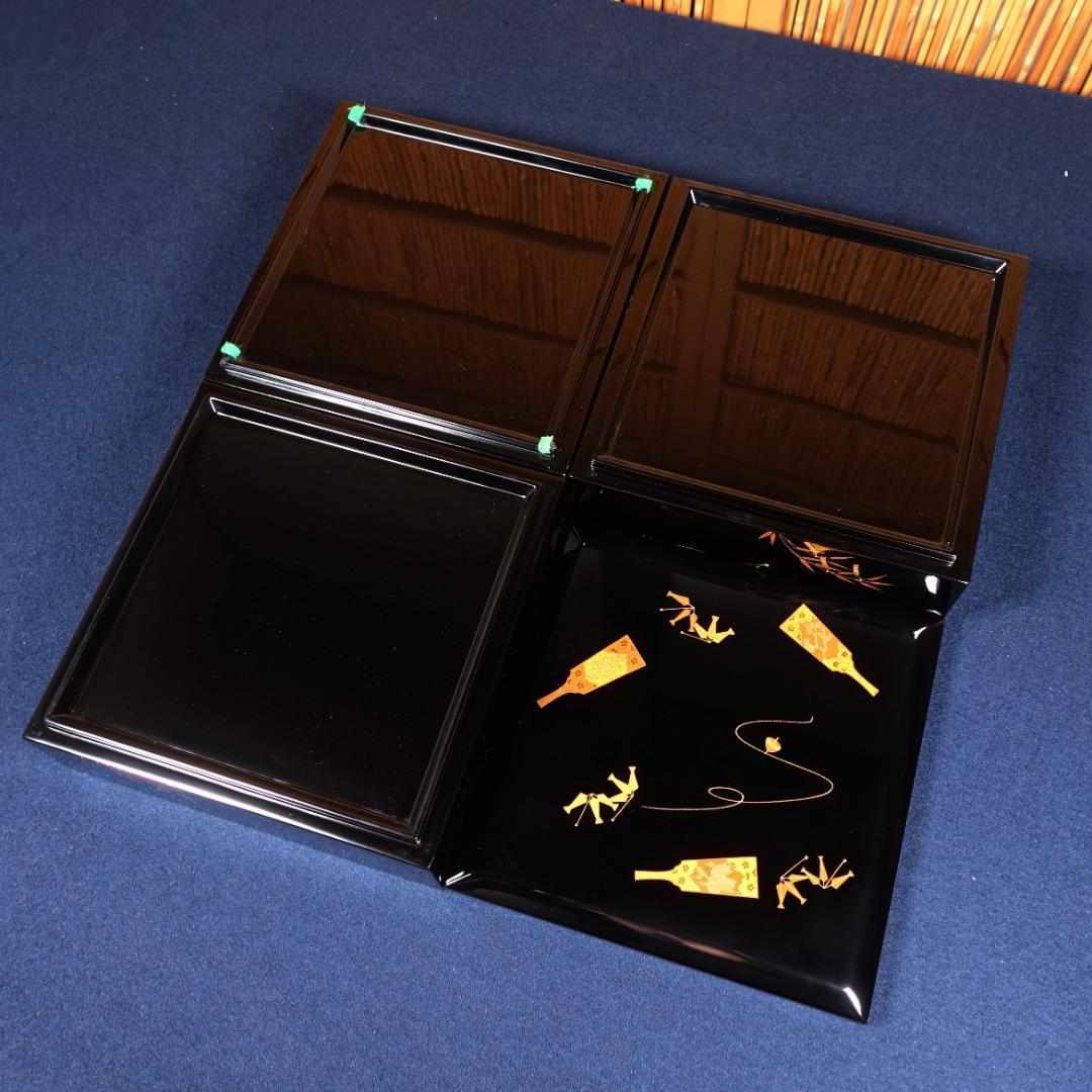 極細密画の本金蒔絵 輪島塗師 耕雲 川口浩文 五節句蒔絵 三段重箱 共箱付