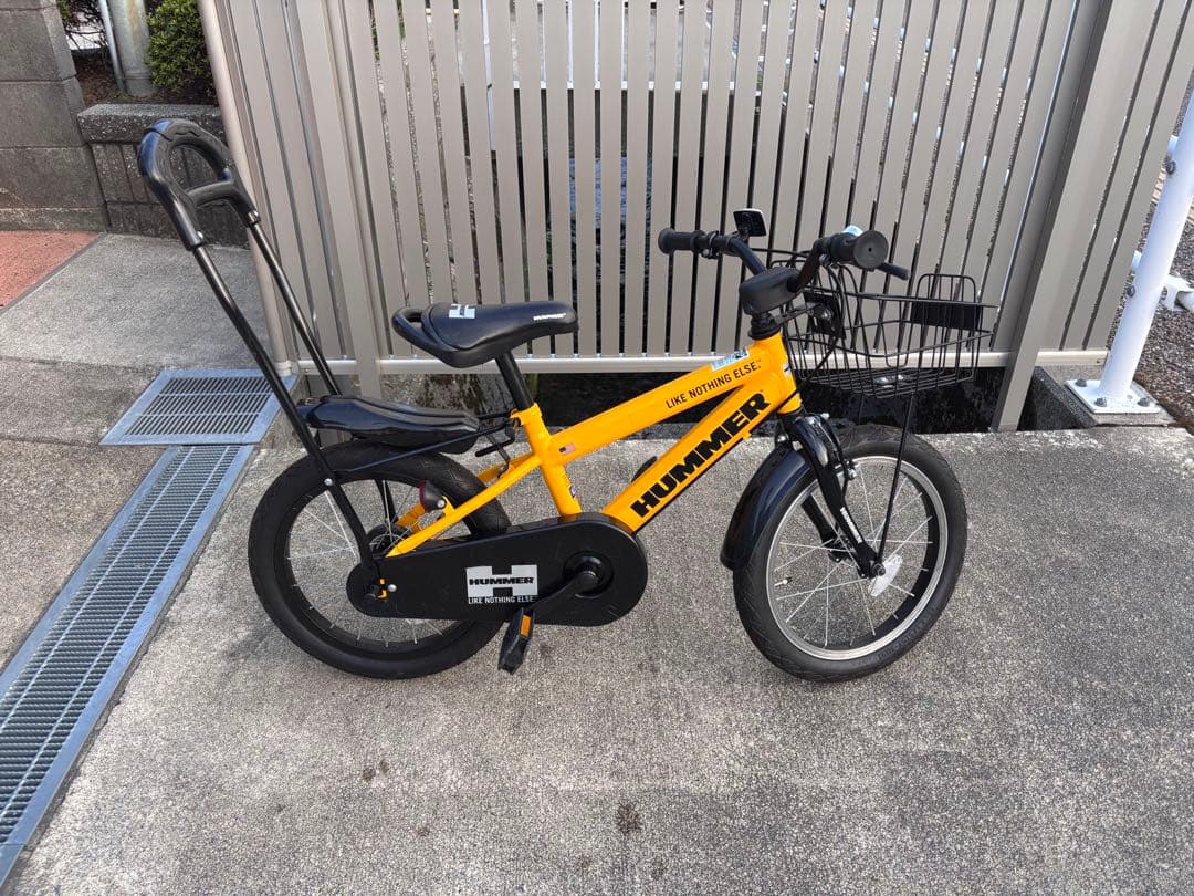 HUMMER 幼児用自転車 イエロー 補助輪 アシストバー付き