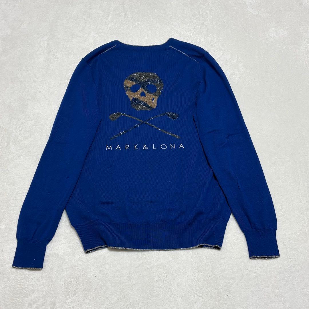 MARK & LONA マーク＆ロナ スカル ラインストーン Vネック ニット
