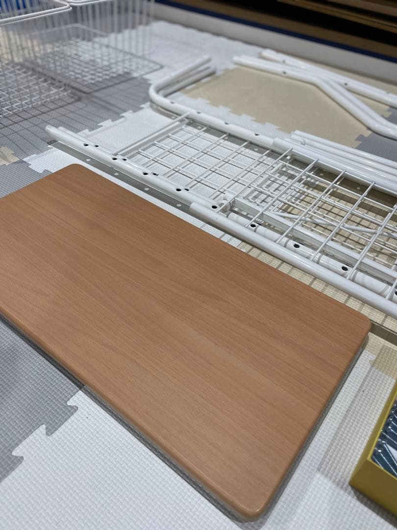 多機能ランドリーラック　棚板、カゴ２つ付き　ホワイト