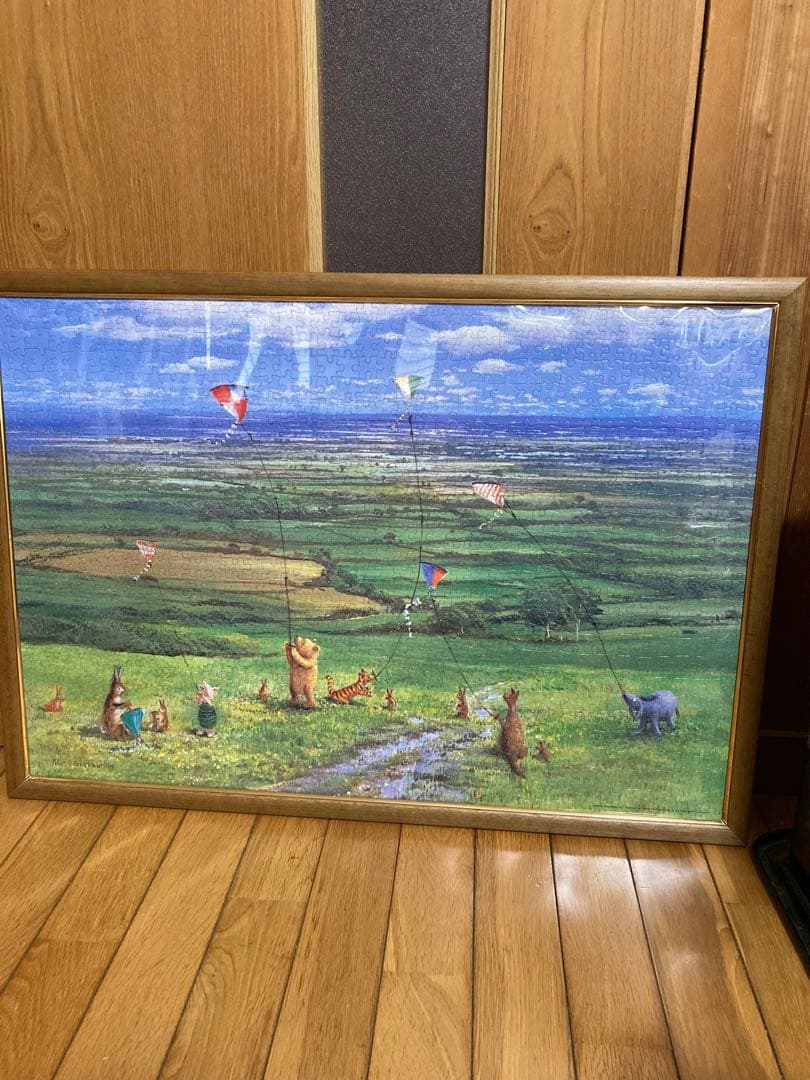 千P⑨ディズニーくまのプーさん　ジグソーパズル　木額55×77㎝　完成品　極美品