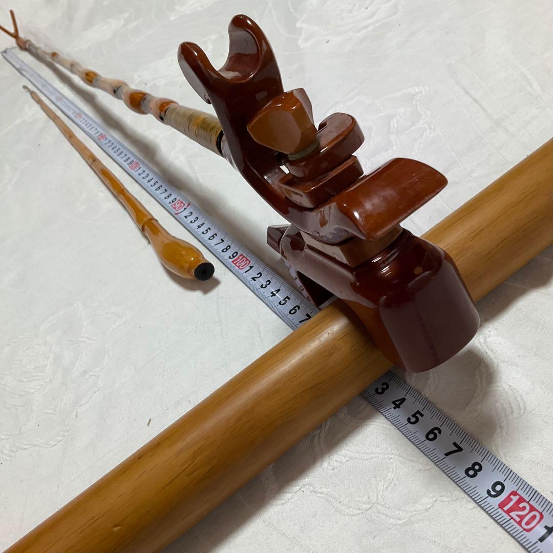 ヘラブナ、天然木万力、らっきょう竹竿掛け、らっきょう竹針外し【リメイク品】