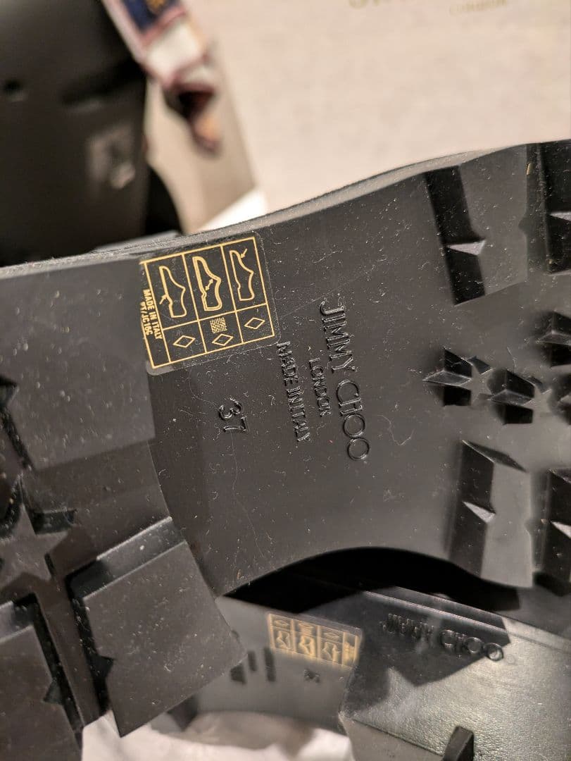 ❤ジミーチュウJIMMY CHOO厚底レインブーツ 黒 （24センチ）梅雨時重宝