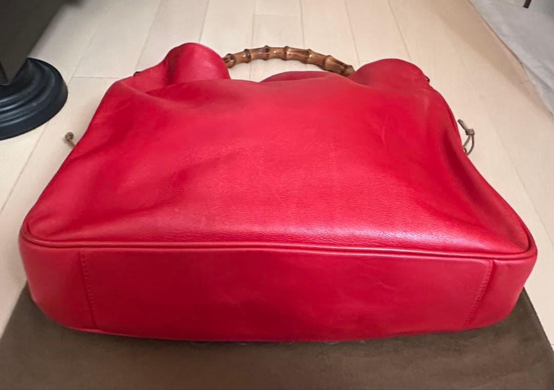 美品♪オールドグッチ　バンブートート大　赤