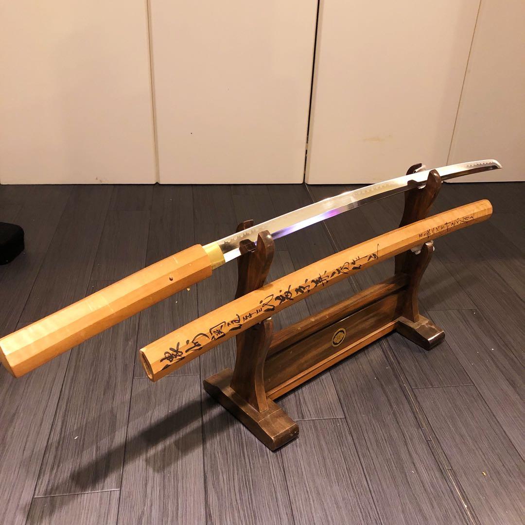 高級模造刀 白鞘 樋入り刀身　濃州関住二十三代藤原兼房作之 刃長二尺三寸五分有之