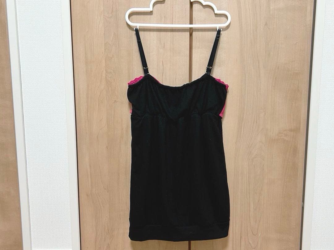 GOLDS♡胸元リボンデザイン♡肩紐ビジュー♡ボウタイドレープ♡キャミトップス黒