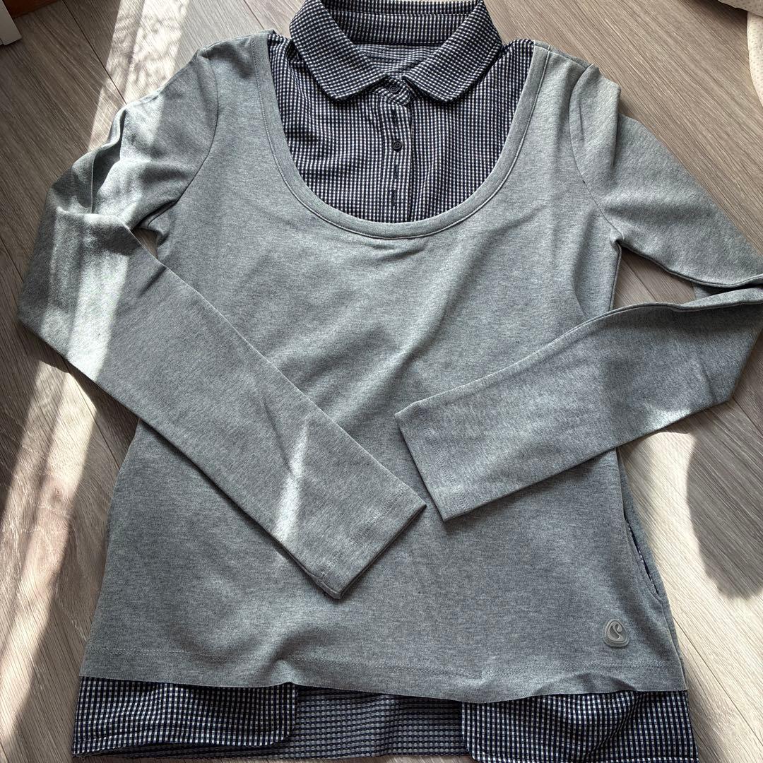 COYSEIO リバーシブルカラー　長袖シャツ グレー