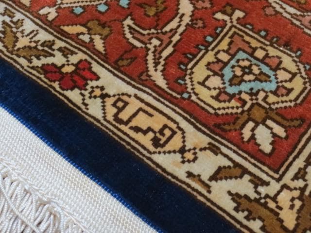 美品 手織り シルク トルコ HEREKE ヘレケ ゴルダニ文様 ペルシャ 絨毯