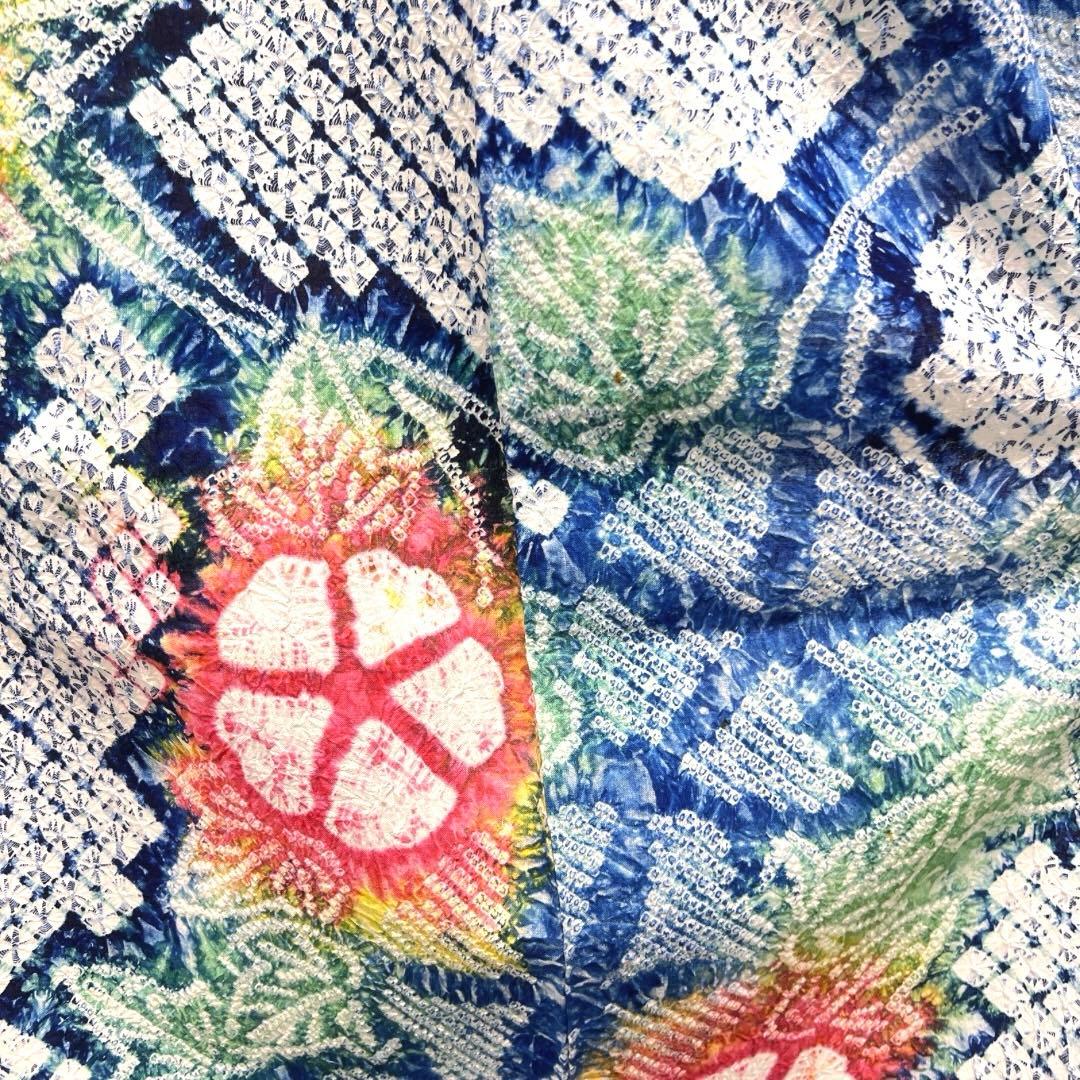 浴衣　有松鳴海絞り　朝顔　ぼかし染め　グラデーション　着物　063a d