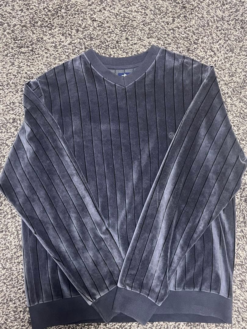 美品　Old Stussy vintage ストライプ柄 ベルベット生地　紺タグ