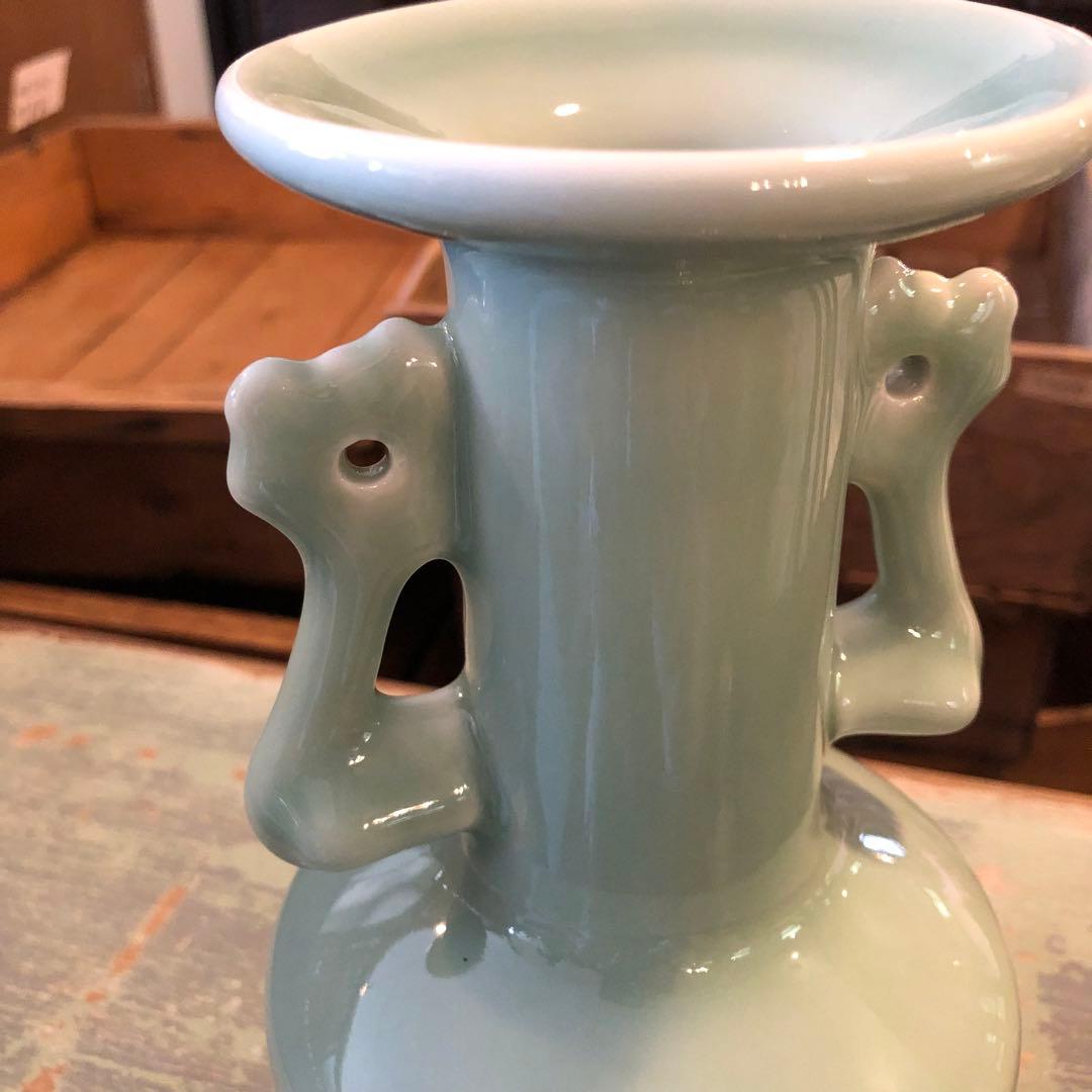 仿宋青磁鳳凰耳瓶 花瓶 共箱