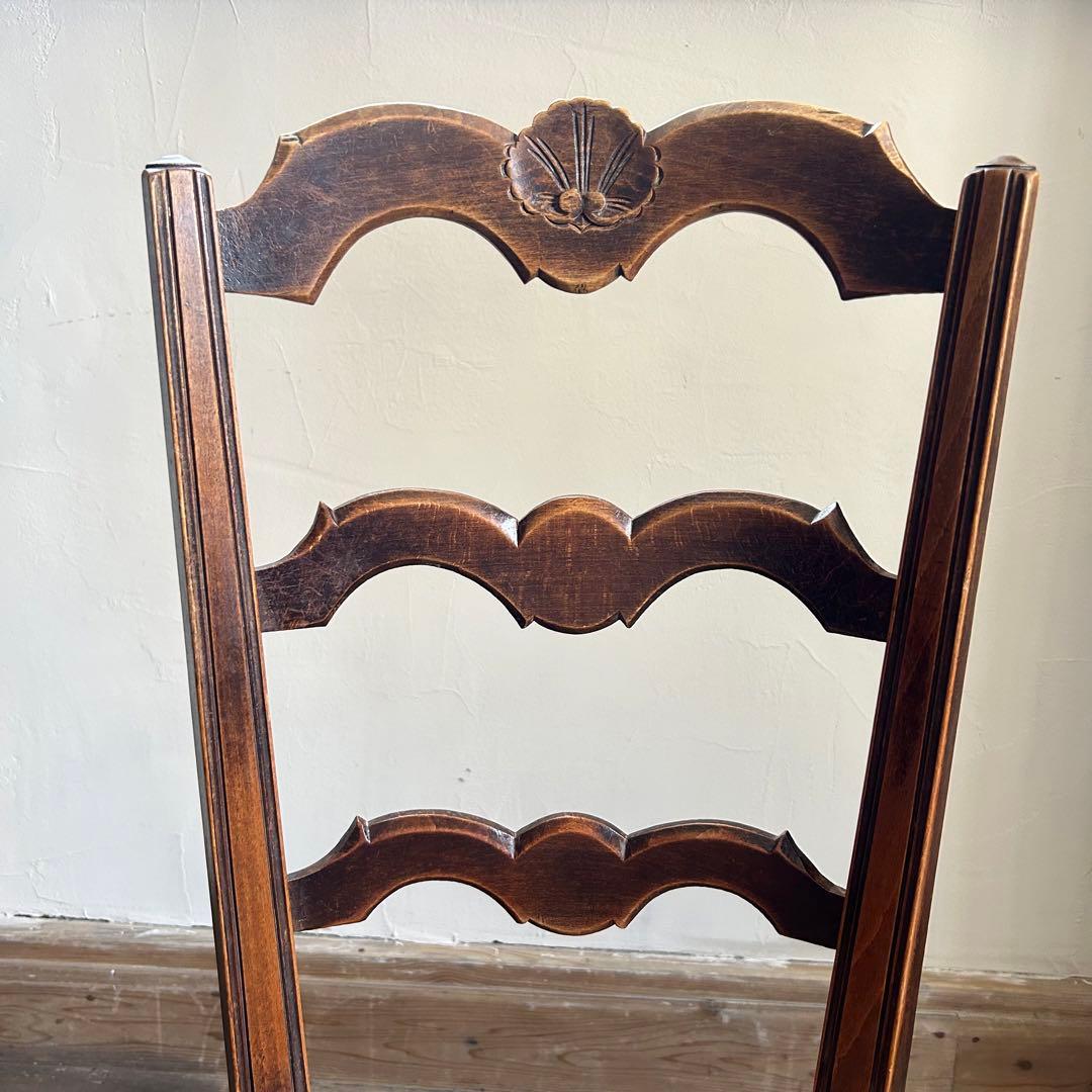 フランスアンティーク ラッシュシートチェア 波型貫 ウェーブ 籐張り ラタン