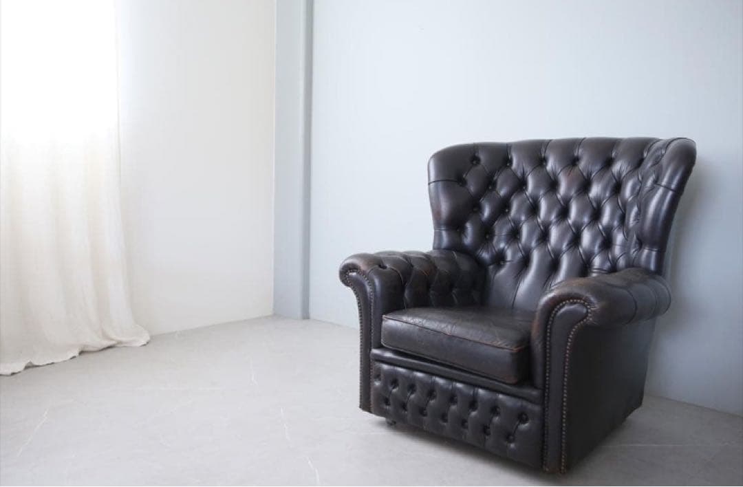 サ*️様 英国アンティークチェスターフィールドアームチェア/本革レザーソファー8