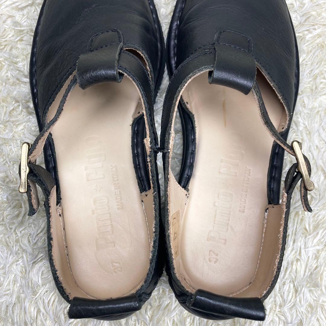 『美品』PUNTO PIGRO Tストラップ レザーシューズ ブラック レザー